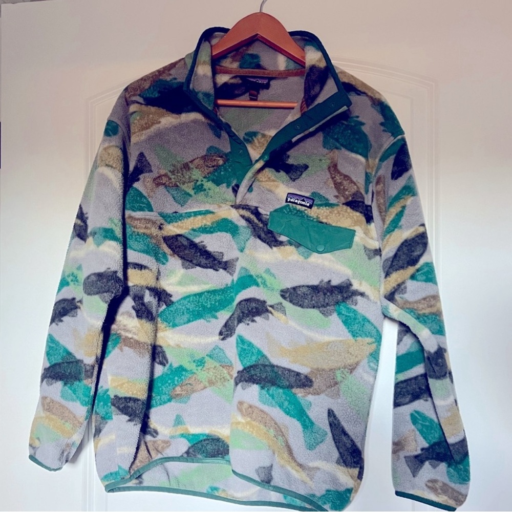 Rare Mens Patagonia Synchilla Trout Snap Pullover